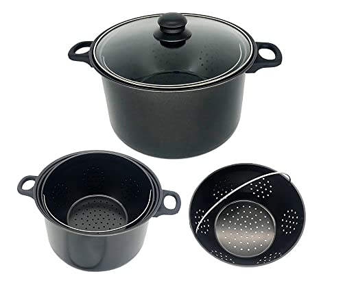 BASS POLSKA Topf mit Sieb und Deckel, Magic Pot Kochtopf-Set, Einfaches Kochen, Abgießen & Servieren, Nudeltopf, 26 x 14,8 cm 5 l von BASS POLSKA