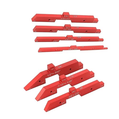 7 Stück Router-Tisch-Setup-Stangen, Aluminium-Setup-Blöcke, Höhenlehre, Router-Tischkreissäge measuring tools(Rood) von BASSFLY