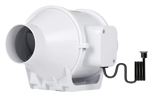BASSFLY Rohrventilator, 3-Zoll-Kanalventilator, Hocheffizienter Inline-Ventilator, Mischstrom-Belüftungssystem, Abluftventilator for Badezimmer, Küche, Anbau von BASSFLY