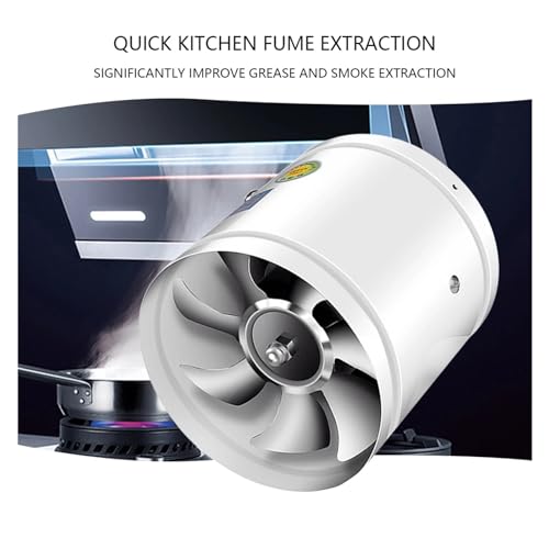 BASSFLY Rohrventilator, 4/6/7/8 Zoll Luftventilator Metallrohr-Abluftventilator Inline-Kanalventilator Geräuscharm for Restaurants, Küchen, Supermärkte Und Mehr(6inches) von BASSFLY