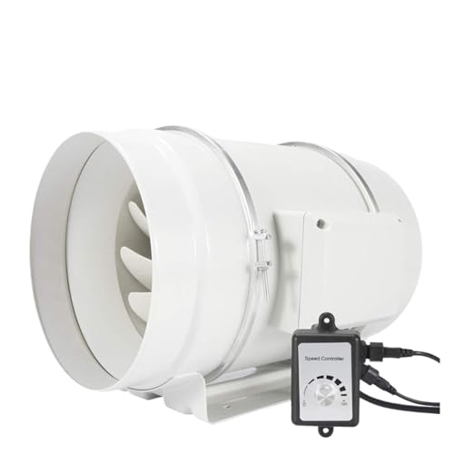 BASSFLY Rohrventilator, 8'' Leises Inline-Rohrventilator-Lüftungssystem Mit Geschwindigkeitsregler, Abluftabsaugung Und EC-Motorventilator von BASSFLY