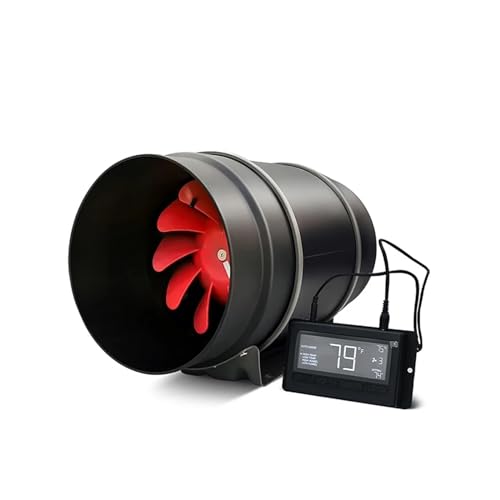 BASSFLY Rohrventilator, 8-Zoll-500-CFM-Inline-Rohrventilator Mit Temperatur- Und Feuchtigkeitssensor Und -Steuerung von BASSFLY