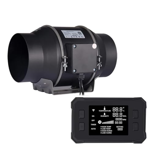 BASSFLY Rohrventilator, Smart APP Inline-Kanallüftungsventilator, 4 Zoll, 215 CFM, Programmierbarer Controller, Leiser EC-Motor, Abluftbläse(6 Inch 70W) von BASSFLY