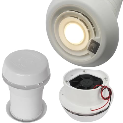 Caravan-Zubehör RV-Lüfter Dachlüftungsgitter mit Lüfter Wohnwagen Van Kühlung Lüftungsgitter Camper Wohnmobil Leiser Lüfter 12 V(2 speed with LED) von BASSFLY