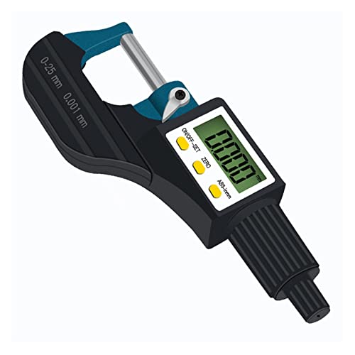 Mikrometer, 0-25 mm Mikron Digitales Außenmikrometer elektronischer Mikrometermessgeräte 0,001 mm Digitalmessgeräte Messwerkzeuge(TypeB) von BASSFLY