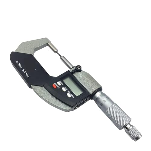 Mikrometer, 0-25 mm elektronische äußere Mikrometer 0,001 mm mit extra groß LCD Bildschirm-Digital-Mikrometer elektronische digitale Messwerkzeuge(2mm Spline digital) von BASSFLY