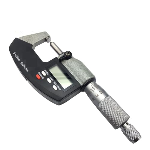 Mikrometer, 0-25 mm elektronische äußere Mikrometer 0,001 mm mit extra groß LCD Bildschirm-Digital-Mikrometer elektronische digitale Messwerkzeuge(Single pointed) von BASSFLY