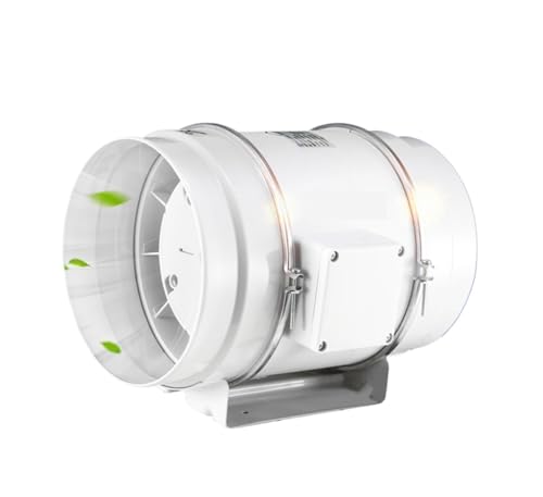 Rohrventilator, 8'' Home Inline-Rohrventilator for Badezimmer, Büro, Hotel, Starkes Belüftungssystem Mit Gemischtem Durchfluss, Luftabsaugung, Belüftung von BASSFLY