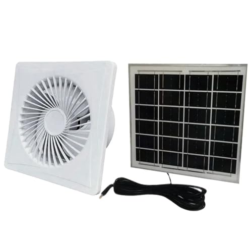 Solar 12V Dunstabzugshaube Lüfter Energiesparende Abluftgebläse Air Vent Fenster Wandventilator Küche Bad Huhn(8 in fan 8W Solar) von BASSFLY