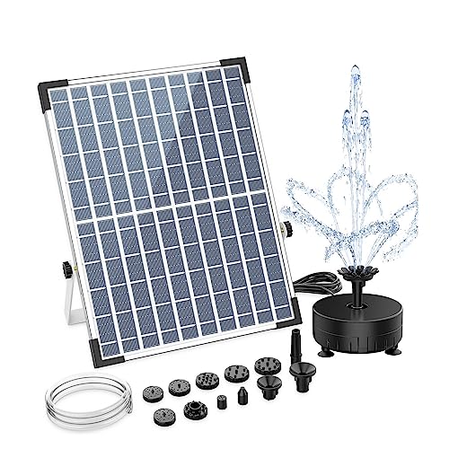 Solar springbrunnen für außen 12W Solarbrunnenpumpe, Solarwasserbrunnen mit 12 Doppelschichtdüsen Leistungsstarke Solarbrunnenpumpe for den Außenbereich for den Teich(48W) von BASSFLY