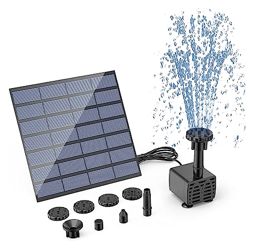Solar springbrunnen für außen 2,5-W-Solarbrunnenpumpe mit 6 Düsen und 4-Fuß-Wasserleitung, solarbetriebene Pumpe for Vogelbad, Teich, Garten und andere Orte.(1.5W) von BASSFLY