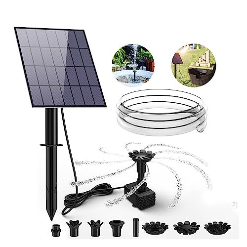 Solar springbrunnen für außen 3,5 W Solar Brunnen Pumpe DIY Solar Panel Brunnen Mit 4,9 FT Wasser Rohr Pumpe for Vogel Bad Garten Dekoration Haustiere Trinken Pon(3.5W Ground Plug) von BASSFLY