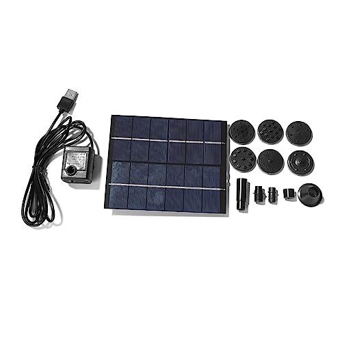Solar springbrunnen für außen 3/5 W Solar Wasserpumpe Mit 6 Düsen Brunnen Pumpe Hydrokultur Tauch Pumpe Dekorative Requisiten for Vogel Bad teich Garten Dekor(2W 6V with 6 Sprays) von BASSFLY