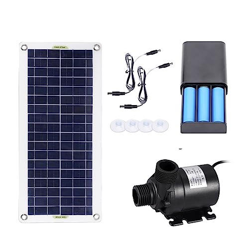 Solar springbrunnen für außen 50W 800L/H Bürstenlose Solar Power Wasserpumpe Set Ultra-leise Tauch Solar Brunnen Pumpe Fischteich Garten brunnen Dekoration(with 3 Battery) von BASSFLY