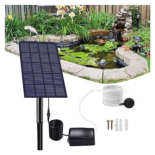 Solar springbrunnen für außen 6V 2W Solarpanel Wasserpumpe Solarbetriebener Oxygenator 0,8 l/min Luftsauerstoffpumpe Belüfter Batteriefrei for Landschaftsdekoration von BASSFLY