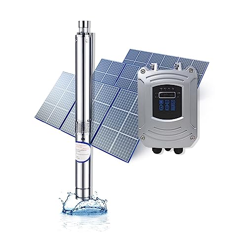 Solar springbrunnen für außen DC 48V 750W 2 Zoll Solar Tauchpumpe Tiefbrunnen Solarpumpe 1,5T/H 50M Kopf for Bohrlochbewässerung von BASSFLY