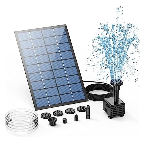 Solar springbrunnen für außen Solar-Brunnenpumpe, Solar-Wasserpumpe, schwimmender Brunnen mit 6 Düsen, for Vogelbad, Teich oder Garten, Solar-Belüftungspumpe(2.5W) von BASSFLY