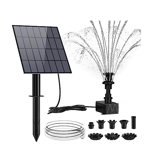 Solar springbrunnen für außen Solar-Wasserpumpen-Set, 10 W solarbetriebene Springbrunnenpumpe mit 6 Düsen, DIY-Wasserspiel-Außenbrunnen for Teiche(10W) von BASSFLY