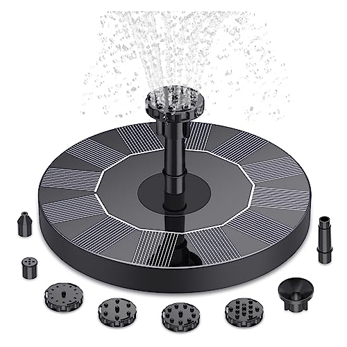 Solar springbrunnen für außen Solarbrunnenpumpe, mit 6 Düsen und 4 Fuß Wasserrohr, solarbetriebene Pumpe for Vogelbad, Teich, Garten und andere Orte(C-1.5W) von BASSFLY
