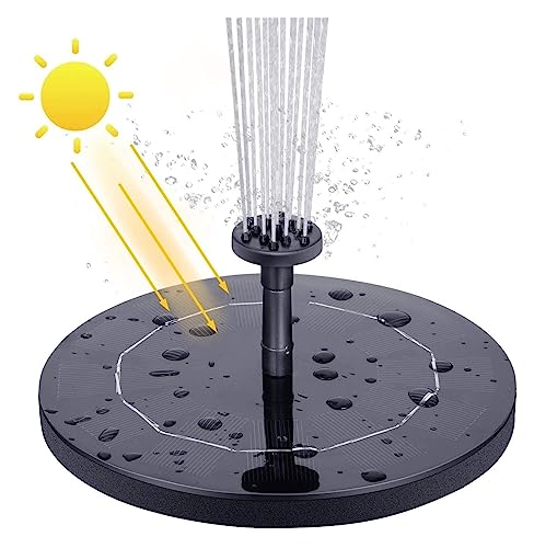 Solar springbrunnen für außen Solarbrunnenpumpe, mit 6 Düsen und 4 Fuß Wasserrohr, solarbetriebene Pumpe for Vogelbad, Teich, Garten und andere Orte(D-2.5W) von BASSFLY