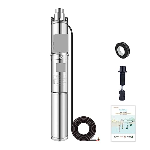 Solar springbrunnen für außen Tauchbrunnenwasserpumpe Solarwasserpumpe mit integrierter Steuerung for Elektrozyklus(3SP2-35-D12-150BI) von BASSFLY