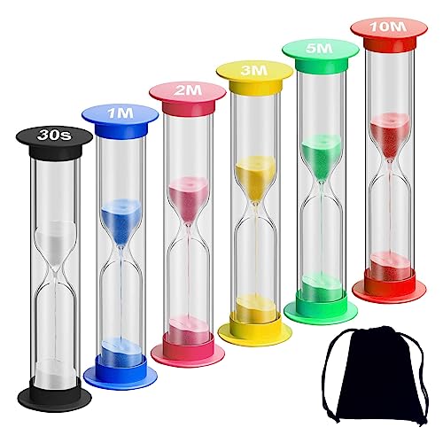 6 Stück Sanduhr Timer-Set, Sanduhr-Set, Sanduhr Timer, bunte Sanduhren, Sandglas, Sanduhr Timer, Sanduhr für Kinder, Sanduhr bunt von BASTOUR