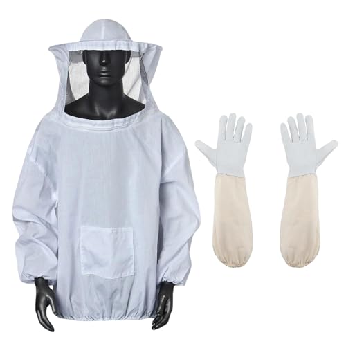 Imkeranzug mit Handschuhen Imkerhandschuhe aus Ziegenleder Imkerjacke mit Schleier Imkerjacke mit Hut Imker Schutzhandschuhe mit Langen Ärmeln Imker Handschuhe Herren Damen Stichfeste Imkereibedarf von BASTOUR