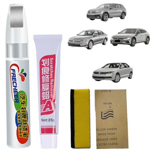 Lackstift Kompatibel mit VW Exakte Übereinstimmung für Chips und Kratzer, Lackstift Auto, Autolackreparatur, schnelle und einfache Lösung zur Reparatur kleinerer Autokratzer (LA7W Reflex Silver) von BASTOUR