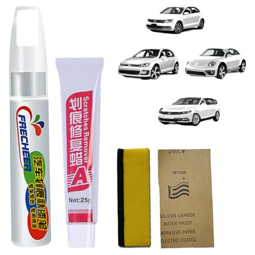 Lackstift Kompatibel mit VW Exakte Übereinstimmung für Chips und Kratzer, Lackstift Auto, Autolackreparatur, schnelle und einfache Lösung zur Reparatur kleinerer Autokratzer (LB9A Candy White) von BASTOUR