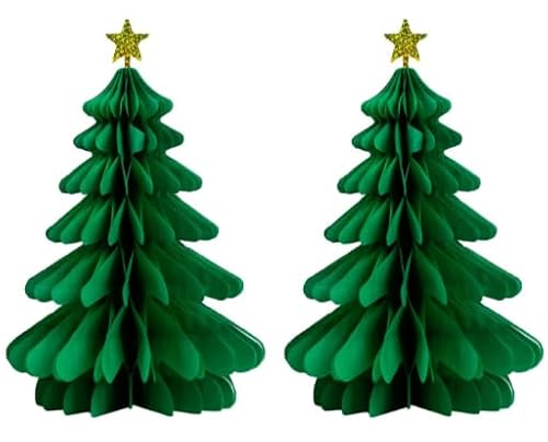 Papier Weihnachtsbaum Deko, Faltbaum Weihnachten Deko, Premium Wiederverwendbare Weihnachtsdeko, H32cm Tannenbaum Weihnachtsbaum Weihnachten Dekoration Tischdeko Weihnachtsdekoration Fenster (Grün) von BASTOUR