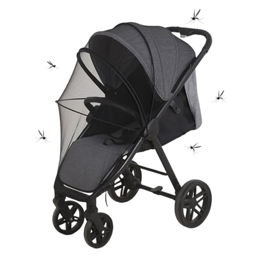 Universal Insektenschutz Kinderwagen Moskitonetz Kinderwagen, Mückennetz Kinderwagen, Reißfest & Waschbar Kinderwagen Netz mit Reißverschluss und Gummizug, Schwarz von BASTOUR