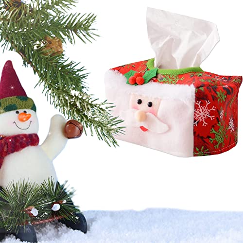 Weihnachten Tissue Box, Weihnachtsgewebe Box, Taschentuchspender Kosmetiktücherbox, Weihnachtsmann Tissue Box Rechteckige, Tissue Box Schreibtisch Zubehör für Weihnachts Dekoration, 1 Stück Rot von BASTOUR