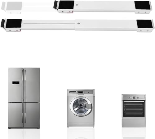 BASVII Waschmaschinen Untergestell - Rollen Für Möbel Doppelte Befestigung, Stabil Und rutschfest, Kann 300 KG Tragen - Washing Machine Stand Passend (Weiß) von BASVII