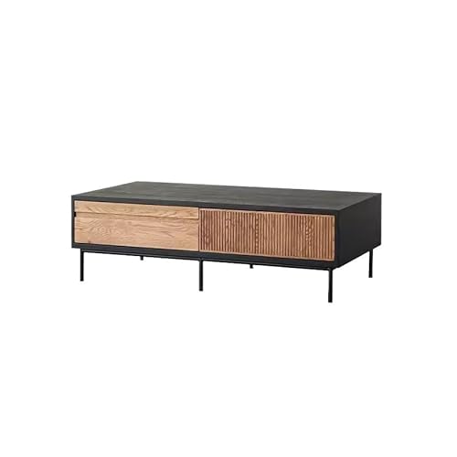 BASXDRFXZ Industrieller Stil 130x40x70cm Vintage Massivholz Schubladen-Zentrumstisch, Aufbewahrungsständer Wohnzimmer für Balkon, Lounge, Empfangsraum von BASXDRFXZ