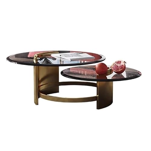 BASXDRFXZ Industrieller Stil Minimalistischer Kleiner Wohnzimmer-Couchtisch, modischer, kreativer Haushalts-Teetisch aus gehärtetem Glas, Doppelkombination, rund BASXDRFXZ Industrieller Stil Minimalistischer Kleiner Wohnzimmer-Couchtisch, modischer, kreativer Haushalts-Teetisch aus gehärtetem Glas, Doppelkombination, rund von BASXDRFXZ