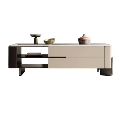 BASXDRFXZ Industrieller Stil Moderner Marmor-Couchtisch for das Wohnzimmer, for kleine Wohnungen, Leichter Luxus, einfacher Couchtisch aus Massivholz(140cm) von BASXDRFXZ