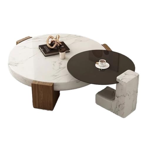 BASXDRFXZ Industrieller Stil Nordic Runde Marmor Holz Couchtisch Wohnzimmer Hause Kleine Wohnung Einfache Niedrigen Tisch(M) von BASXDRFXZ