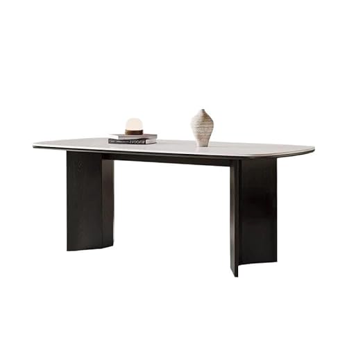 BASXDRFXZ Industrieller Stil Rock Slab Esstisch Schwarz Haushalt Vintage Kleine(130x80x75cm) von BASXDRFXZ