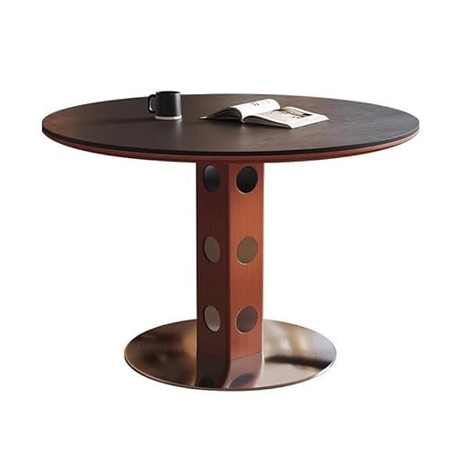 BASXDRFXZ Industrieller Stil Runder Tisch Vintage Metallbeine Esstisch Rock Slab(120x120x75cm) von BASXDRFXZ