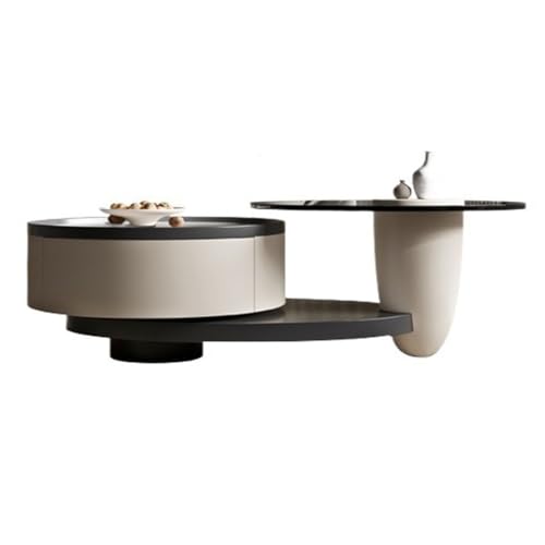 BASXDRFXZ Industrieller Stil Teahouse Niedriger Tisch Couchtisch Wohnzimmer Home Light Luxus Modern Round Rock Plate von BASXDRFXZ