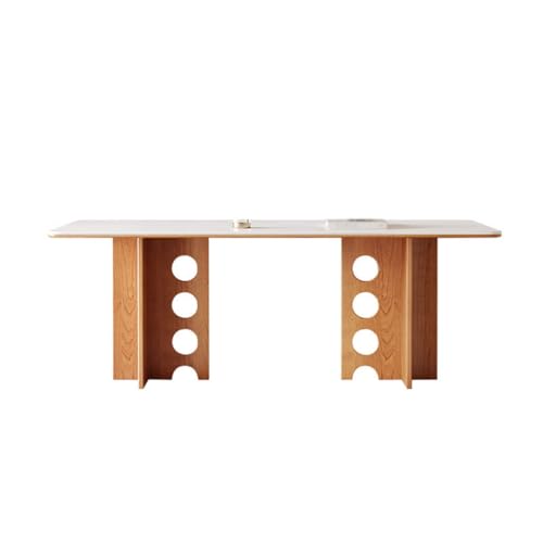 BASXDRFXZ Moderner Küchentisch Home Creme Massivholz Schiefer Esstisch Retro Mittelalter Stil Schreibtisch von BASXDRFXZ