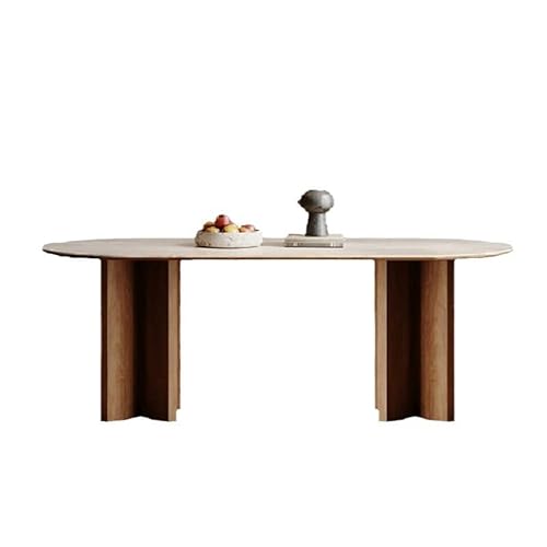 BASXDRFXZ Moderner Küchentisch Kleine Wohnung Rock Platte Esstisch Hause Walnuss Oval(140x80x75cm) von BASXDRFXZ