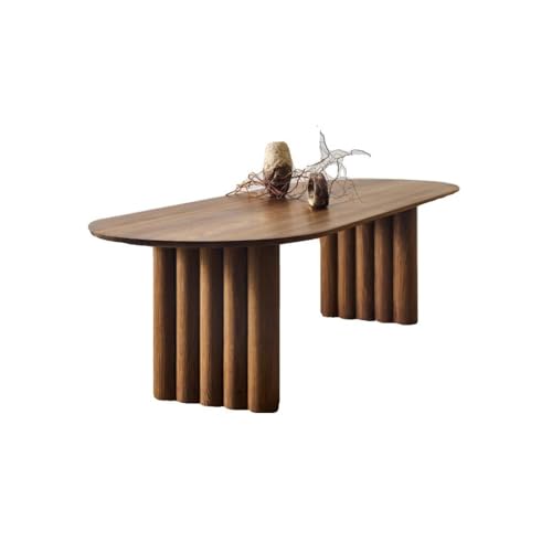 BASXDRFXZ Moderner Küchentisch Log Restaurant Esstisch Massivholz Werkbank Oval Cafe Verhandlungstisch(180cm) von BASXDRFXZ