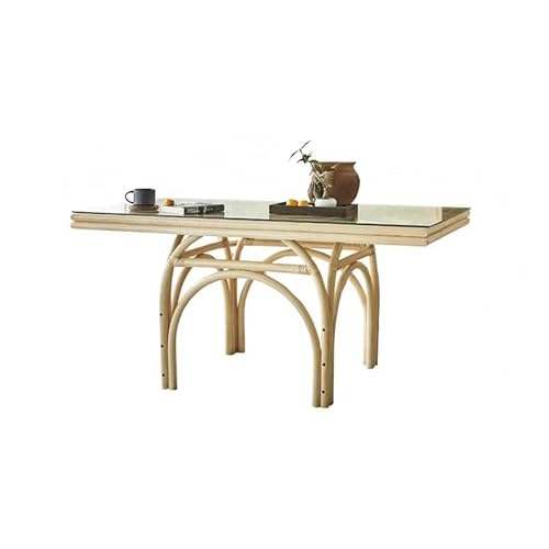 BASXDRFXZ Moderner Küchentisch Rattan Holz Esstisch Restaurant Hotel Rechteckige Villa von BASXDRFXZ