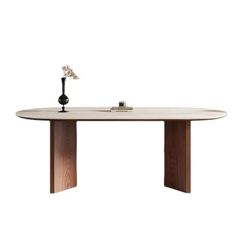 BASXDRFXZ Moderner Küchentisch Retro Rock Esstisch Home Oval Hotel Restaurant(140x80x75cm) von BASXDRFXZ