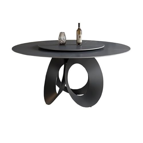 BASXDRFXZ Moderner Küchentisch Rock Plate Esstisch Einfacher moderner Kleiner Haushalts-Drehteller rund(1.3mroundtable+80cm Turntable) von BASXDRFXZ