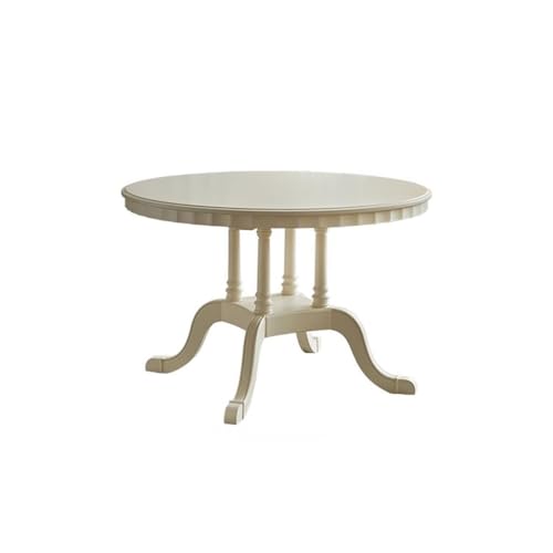 BASXDRFXZ Moderner Küchentisch Runder Esstisch aus Massivholz in Weiß for Zuhause, Log, Restaurant von BASXDRFXZ