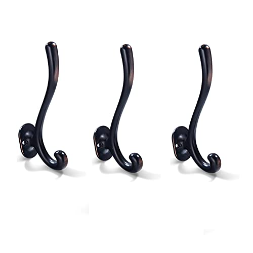 BASXDRFXZ Wandgarderobenhaken 3 stücke Retro Kupfer Kleiderhaken Wandbehang Einzelhaken Haken Regal Metall Haushaltshaken(Black) von BASXDRFXZ