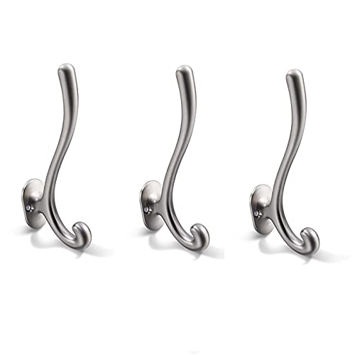 BASXDRFXZ Wandgarderobenhaken 3 stücke Retro Kupfer Kleiderhaken Wandbehang Einzelhaken Haken Regal Metall Haushaltshaken(Silver) von BASXDRFXZ