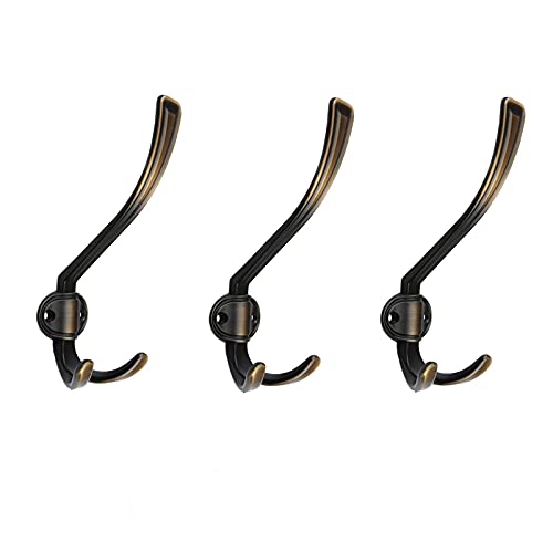 BASXDRFXZ Wandgarderobenhaken 3er Pack Home Storage Wandhaken Metall Doppelhaken Kleiderhaken Strapazierfähige for Mäntel Schals Taschen Hüte(A) von BASXDRFXZ